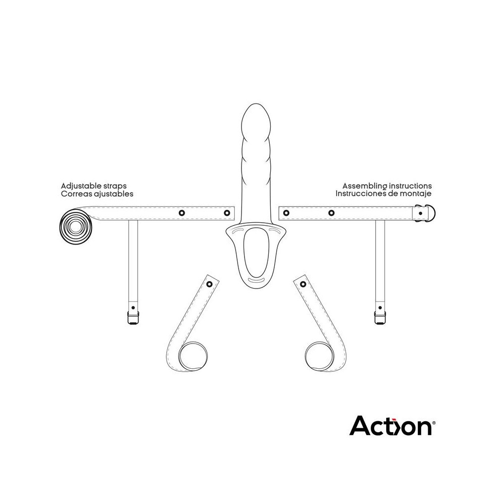 Arnés Strap-on con Dildo Hueco Silicona Premium Talla L Negro