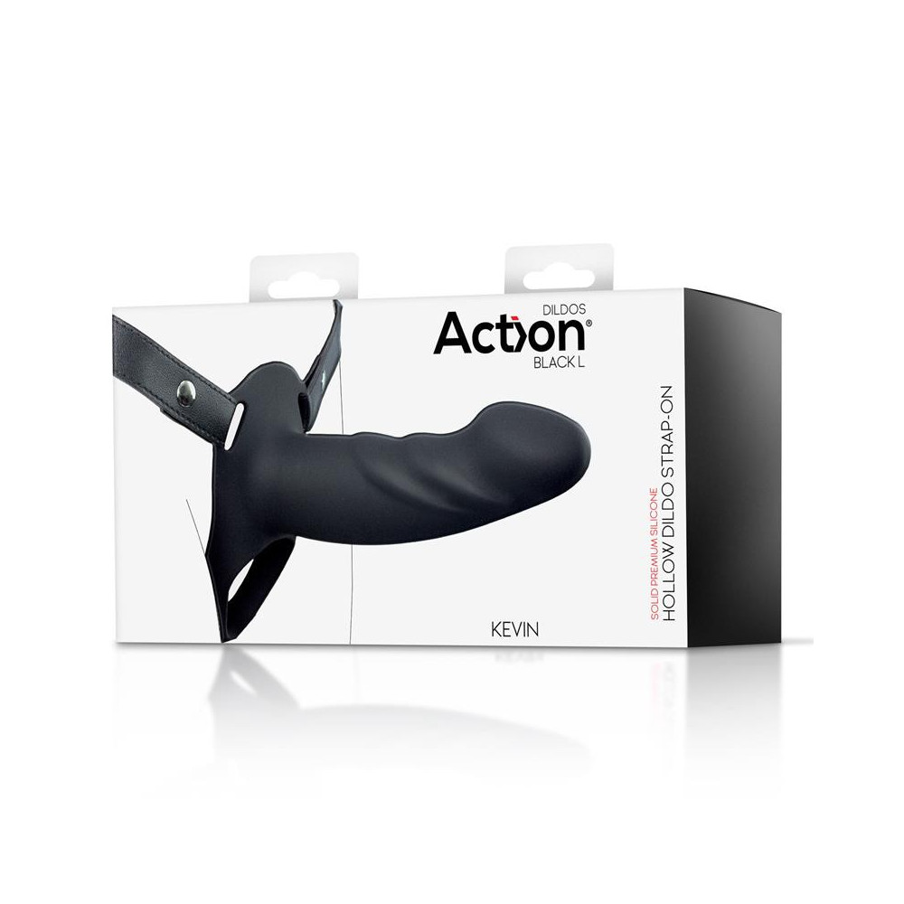 Arnés Strap-on con Dildo Hueco Silicona Premium Talla L Negro