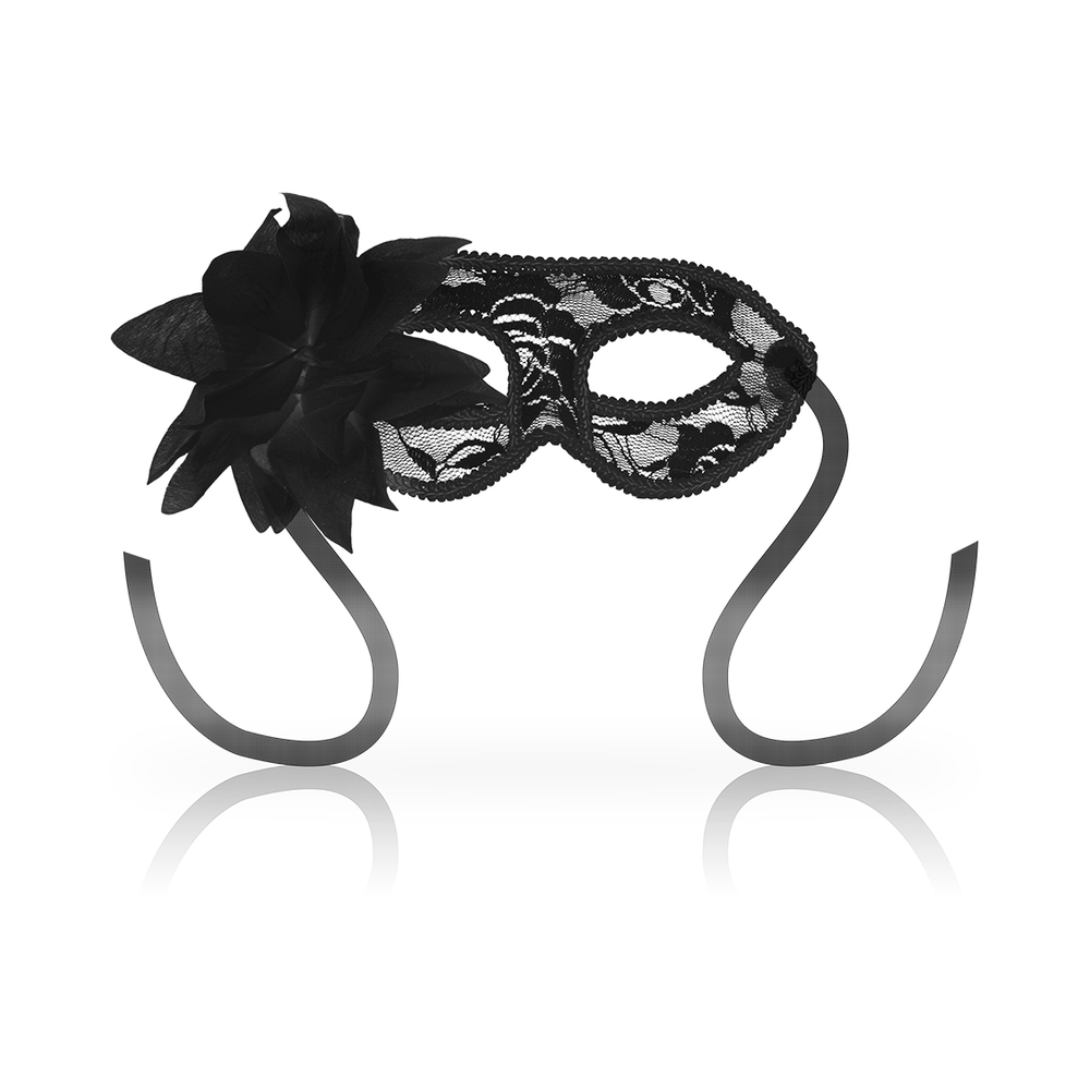 Masks Antifaz con Encajes y Flor Negro
