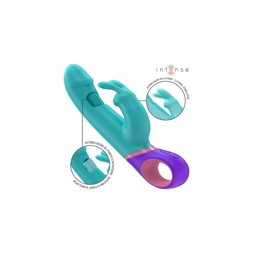 VIBRADOR RABBIT CON ESTIMULADOR ROTATORIO DEL PUNTO G AZUL INTENSE