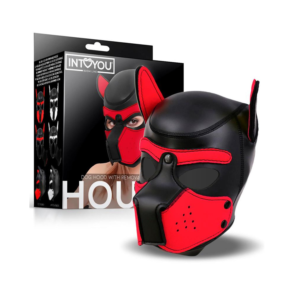 Hound Máscara de Perro Neopreno Hocico Extraíble Negro/Rojo Talla Única