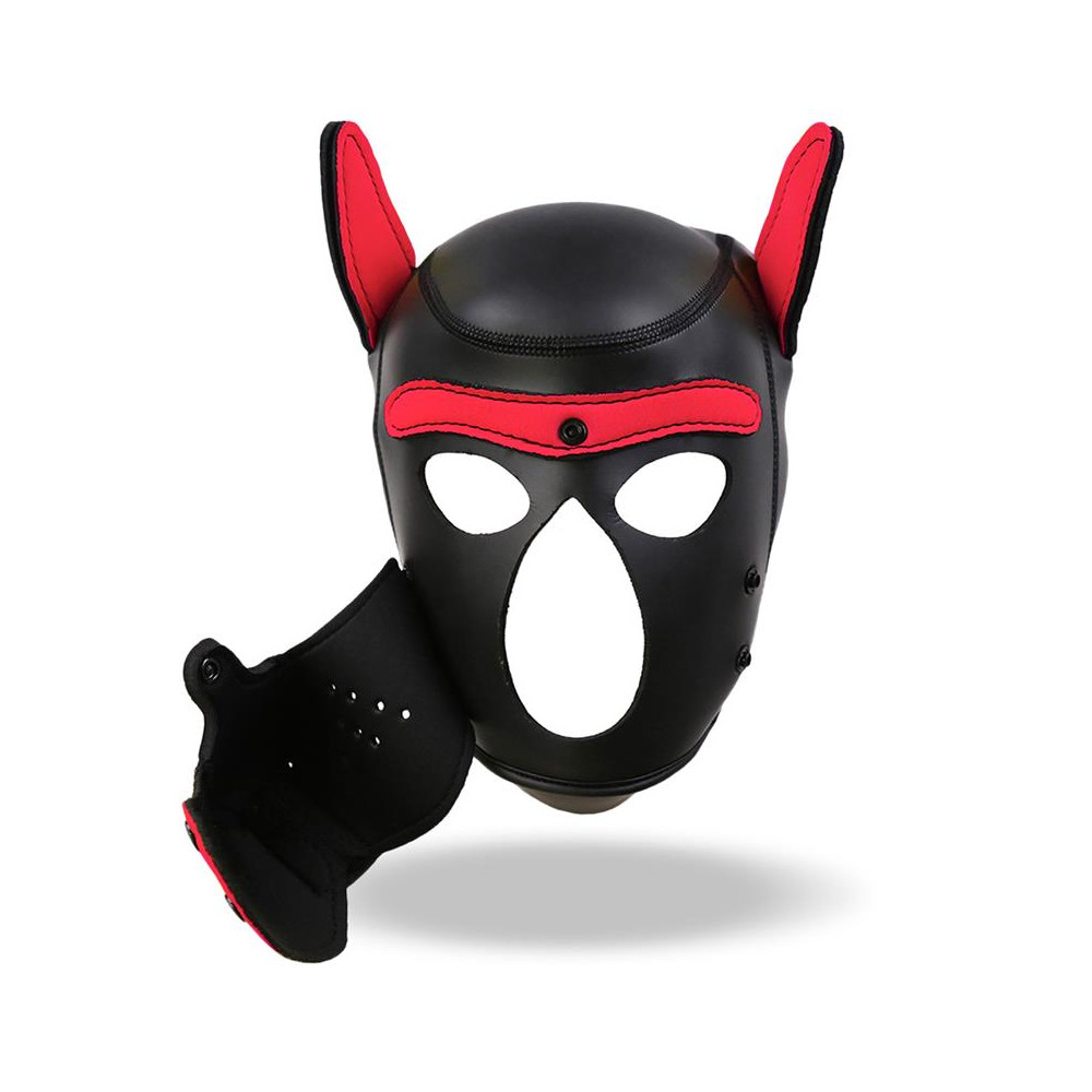 Hound Máscara de Perro Neopreno Hocico Extraíble Negro/Rojo Talla Única