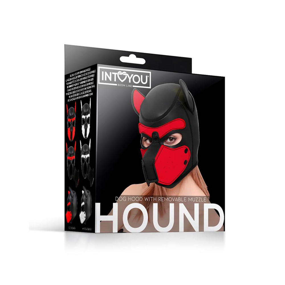 Hound Máscara de Perro Neopreno Hocico Extraíble Negro/Rojo Talla Única
