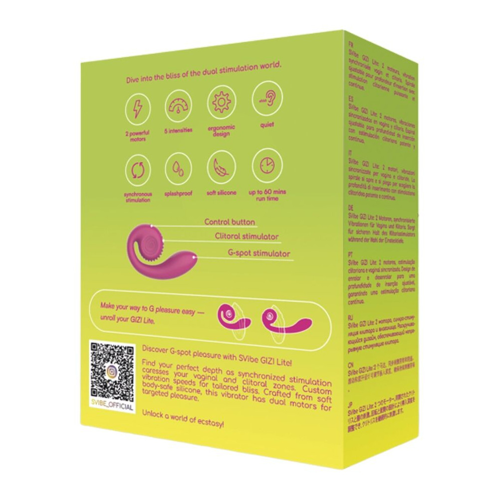 GIZI LITE VIBRADOR DUAL PUNTO G Y CLÍTORIS ROSA