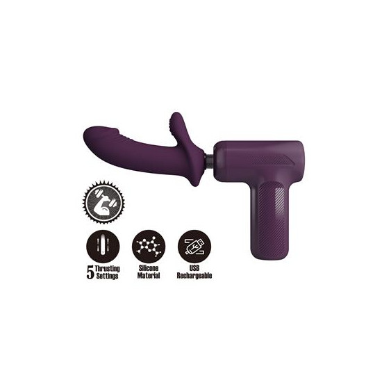 Dj Scholar Pistola de Masaje con Dildo Funcion Empuje Púrpura