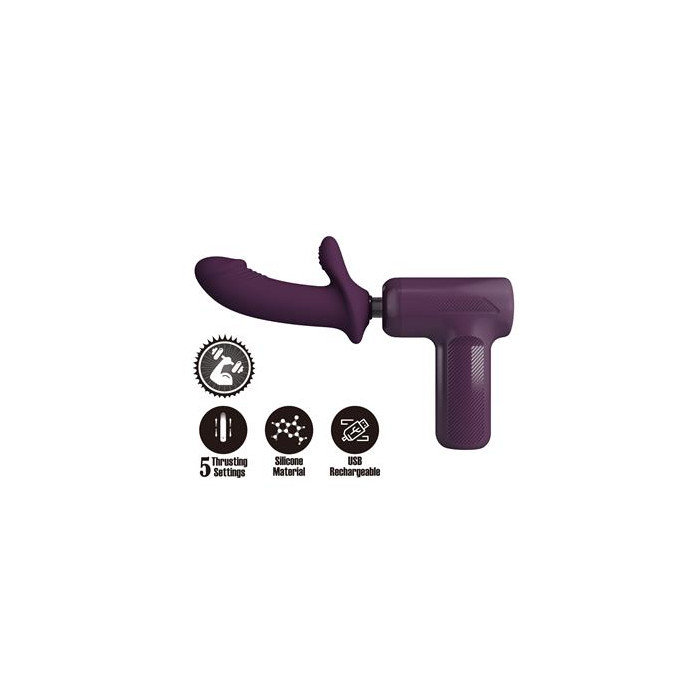 Dj Scholar Pistola de Masaje con Dildo Funcion Empuje Púrpura