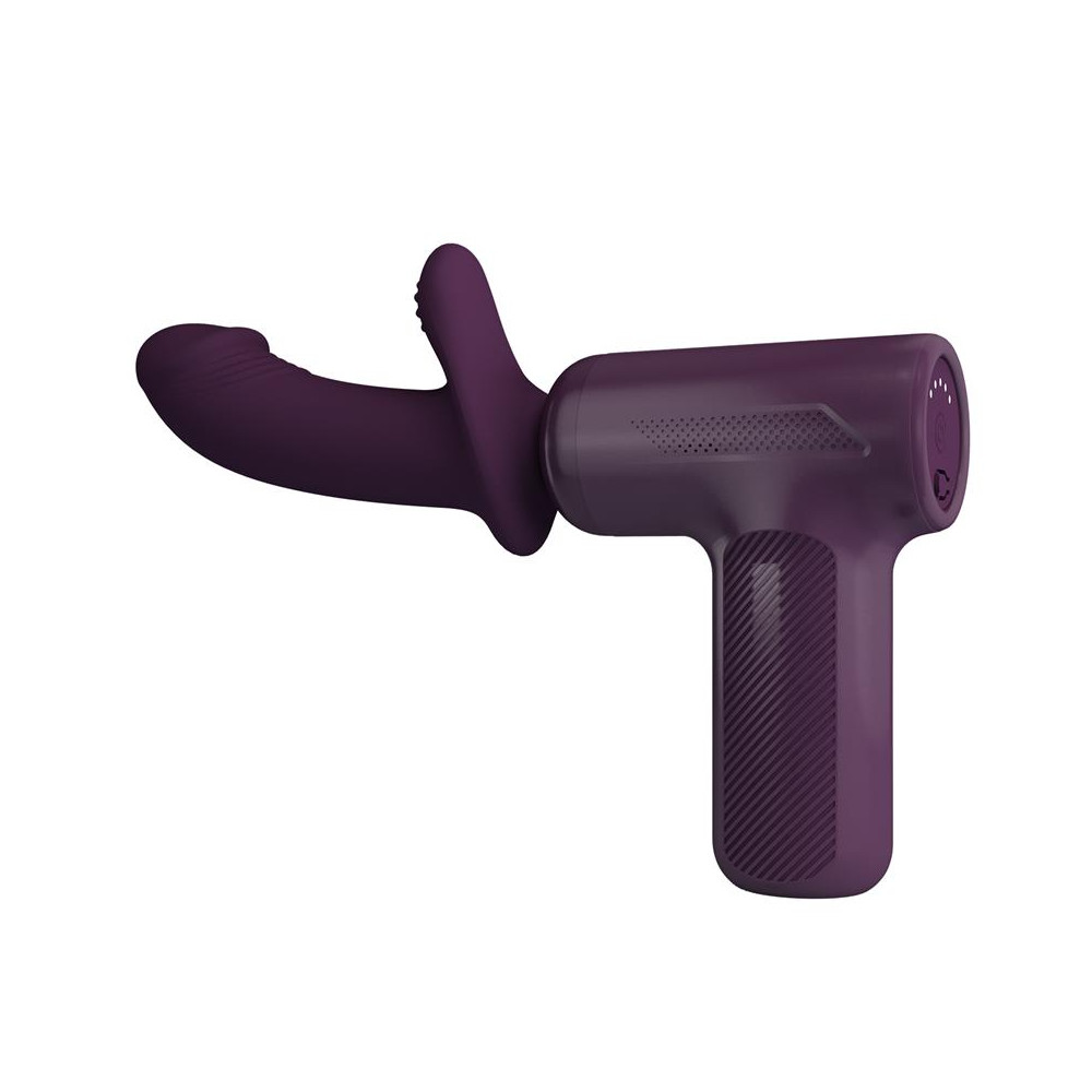 Dj Scholar Pistola de Masaje con Dildo Funcion Empuje Púrpura