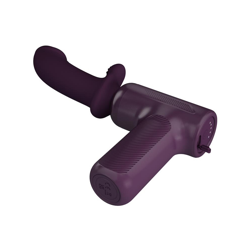 Dj Scholar Pistola de Masaje con Dildo Funcion Empuje Púrpura