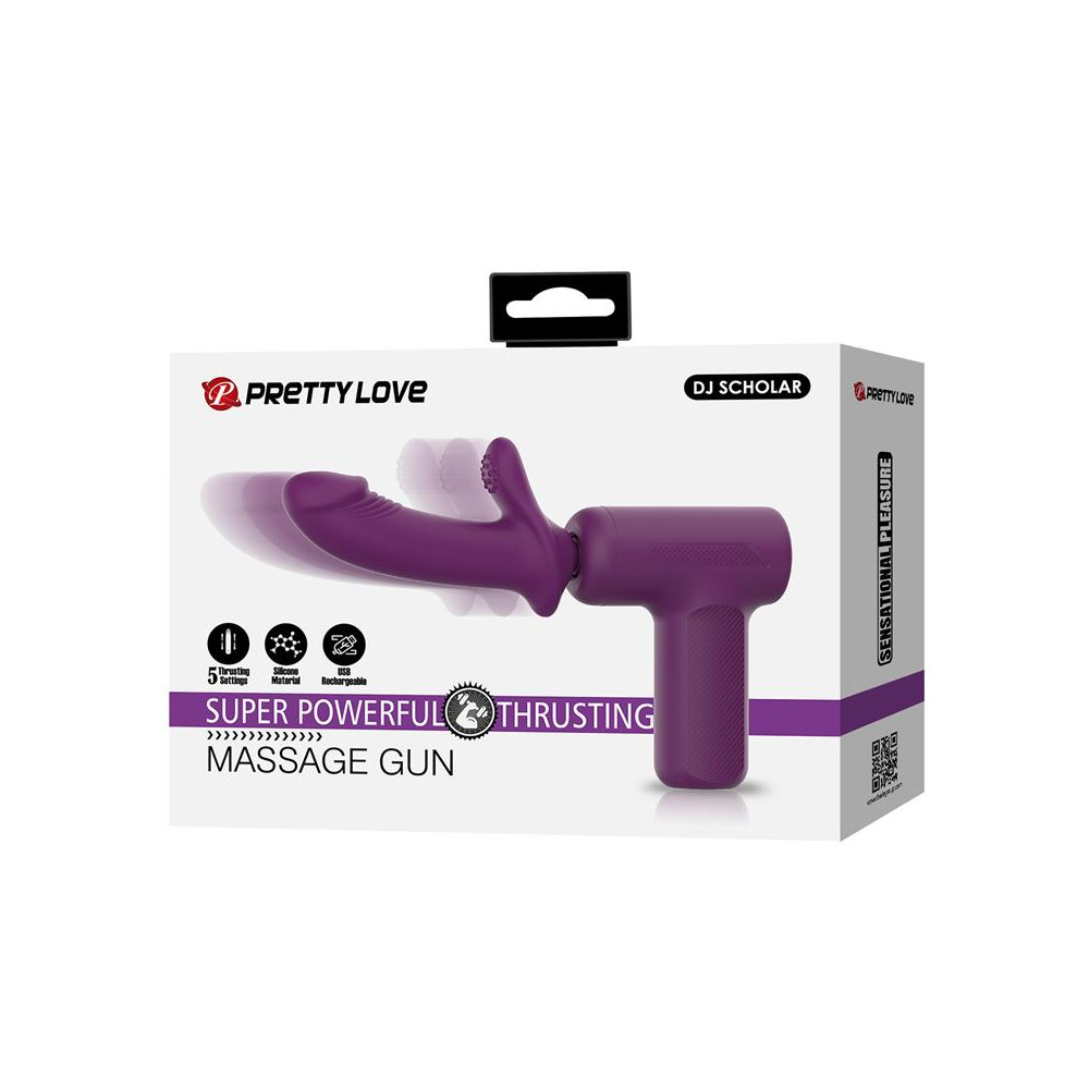 Dj Scholar Pistola de Masaje con Dildo Funcion Empuje Púrpura