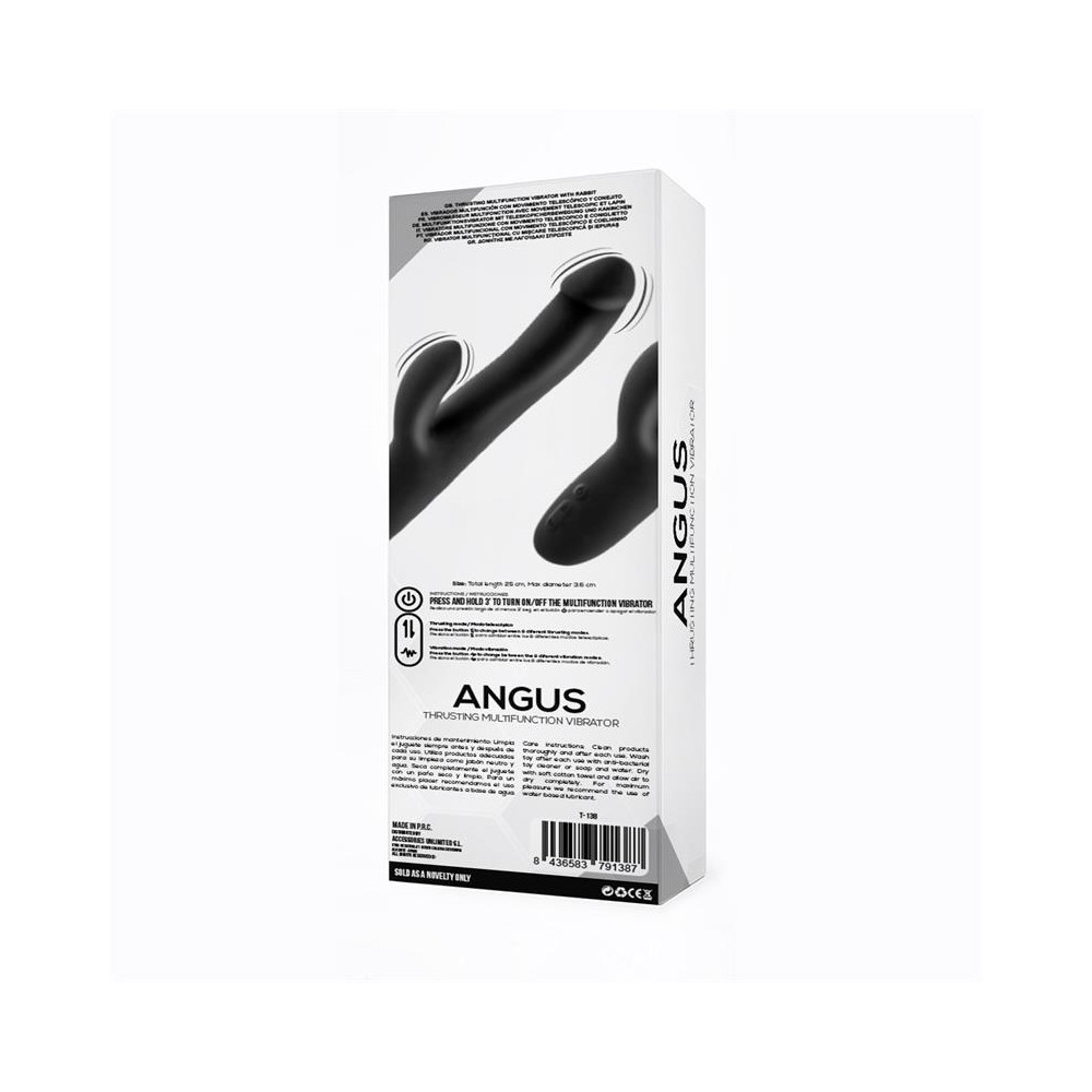 Angus Vibrador con Función de Movimiento Thrusting 2 Motores Silicona USB