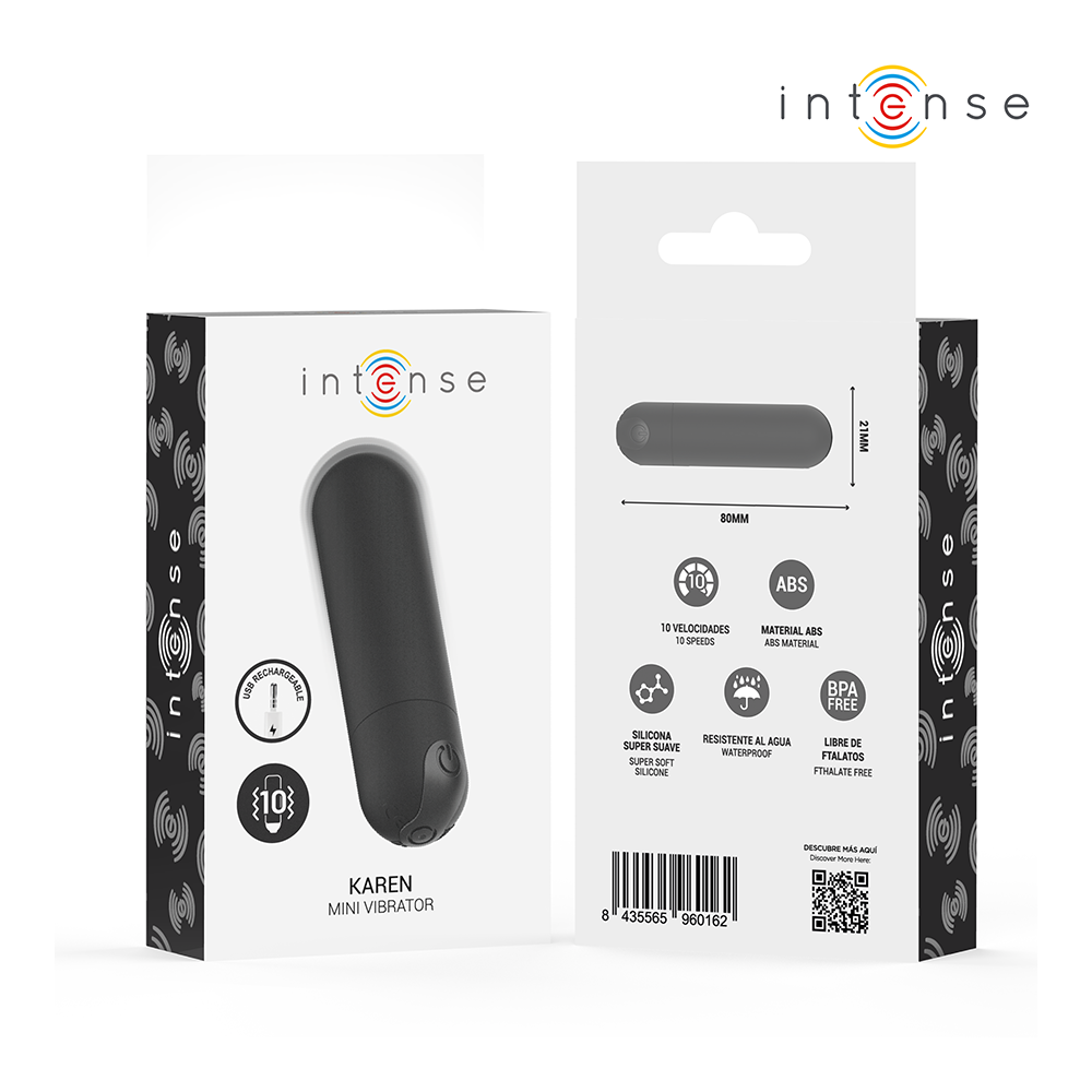 KAREN MINI BALA VIBRADORA 10 MODOS RECARGABLE NEGRO