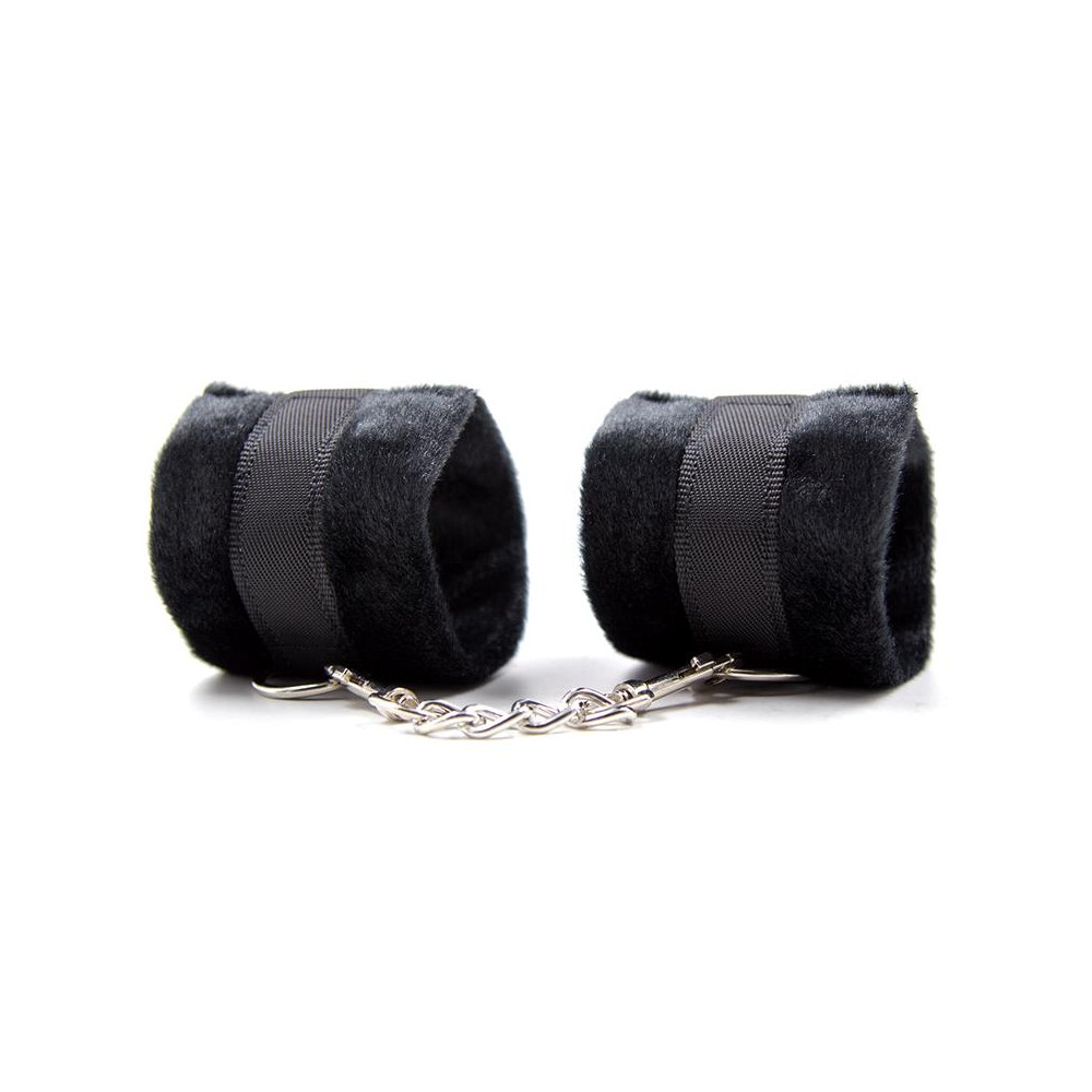 Esposas de Tela con Velcro para Muñecas con Pelo Largo Negro