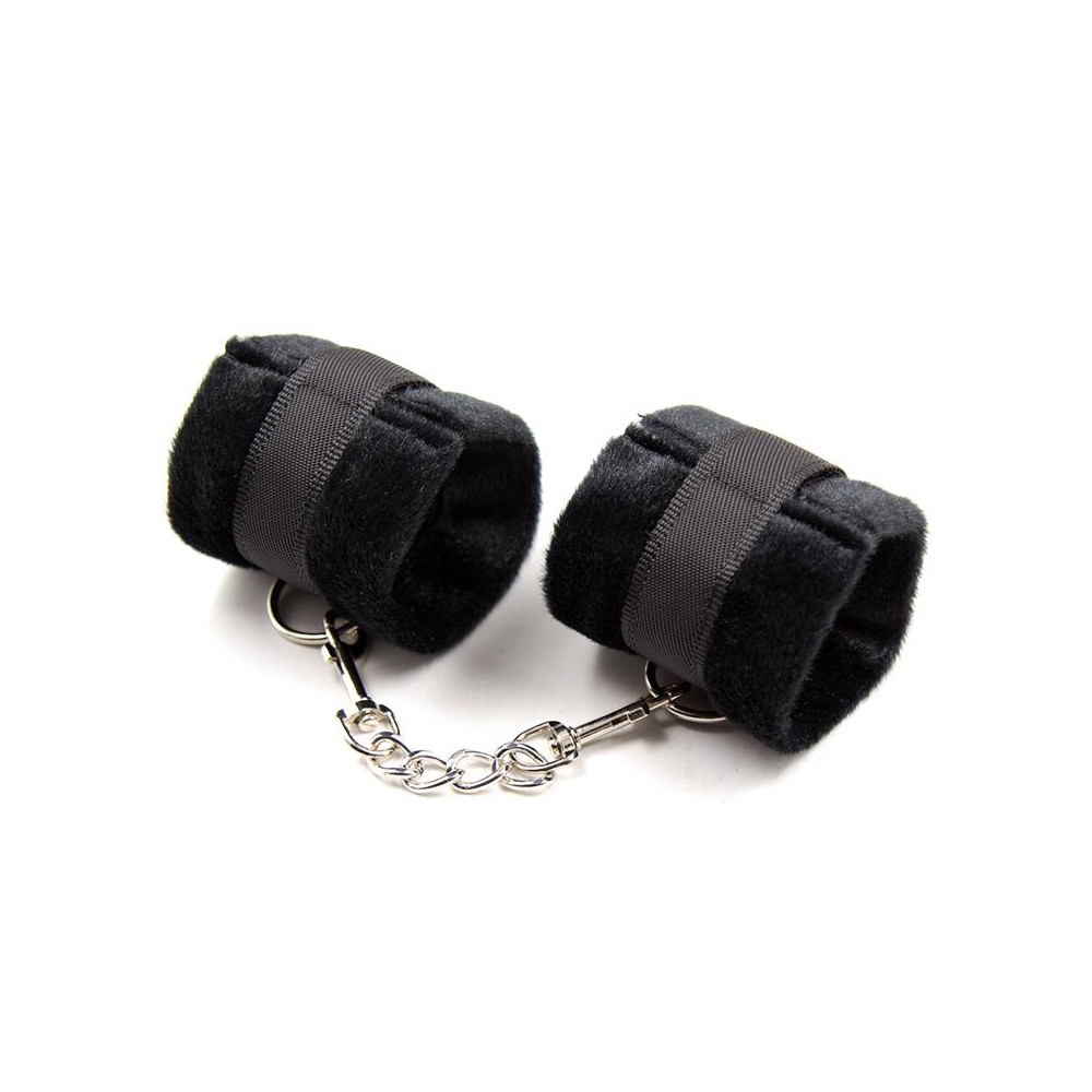 Esposas de Tela con Velcro para Muñecas con Pelo Largo Negro