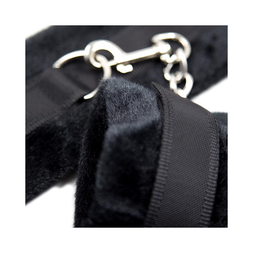 Esposas de Tela con Velcro para Muñecas con Pelo Largo Negro