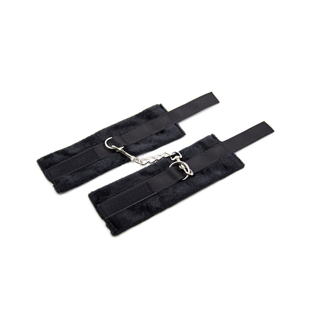 Esposas de Tela con Velcro para Muñecas con Pelo Largo Negro