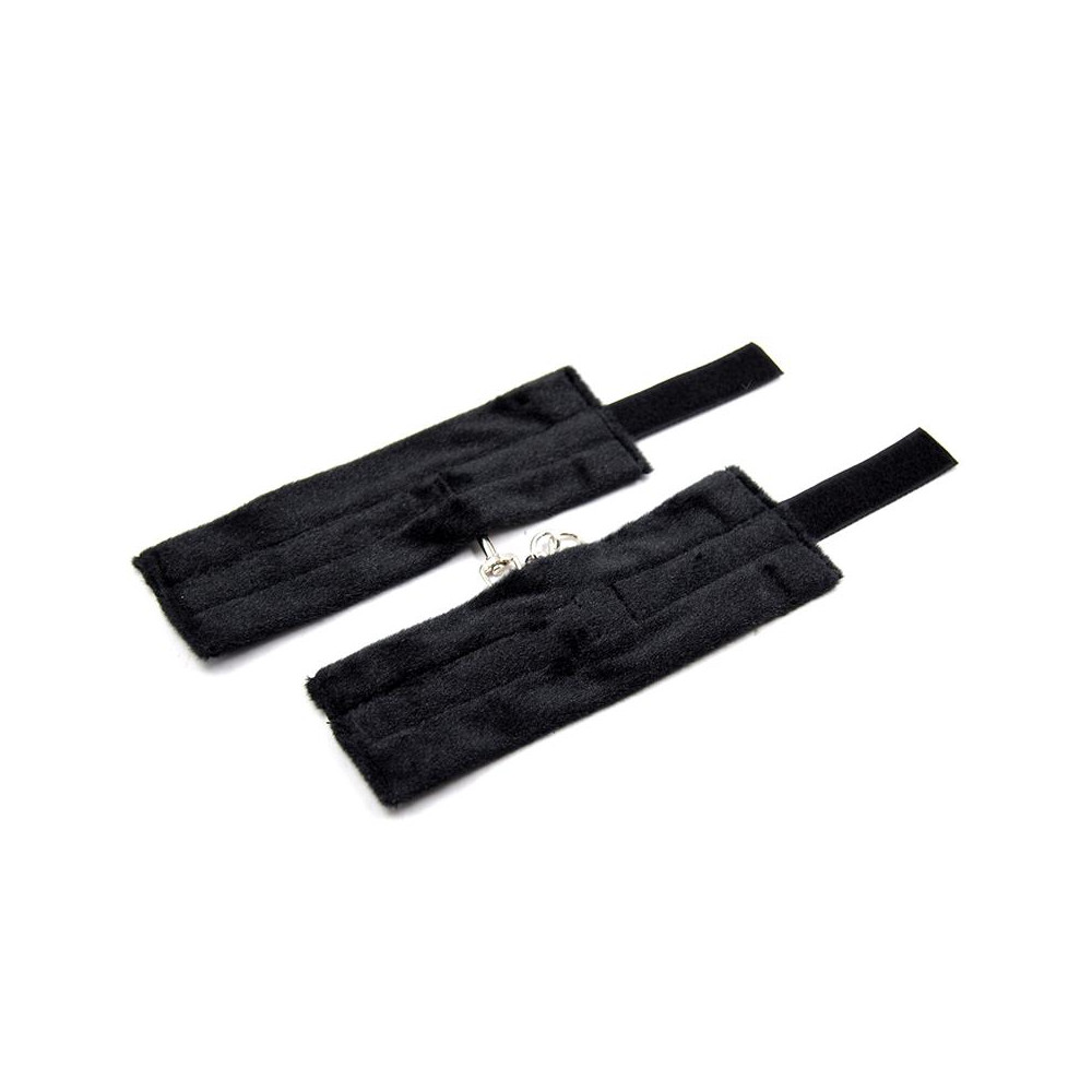 Esposas de Tela con Velcro para Muñecas con Pelo Largo Negro