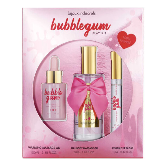 INDISCRETS BUBBLEGUM PLAY KIT CON ACEITE GEL & BRILLO DE LABIOS