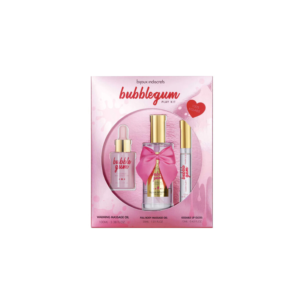 INDISCRETS BUBBLEGUM PLAY KIT CON ACEITE GEL & BRILLO DE LABIOS