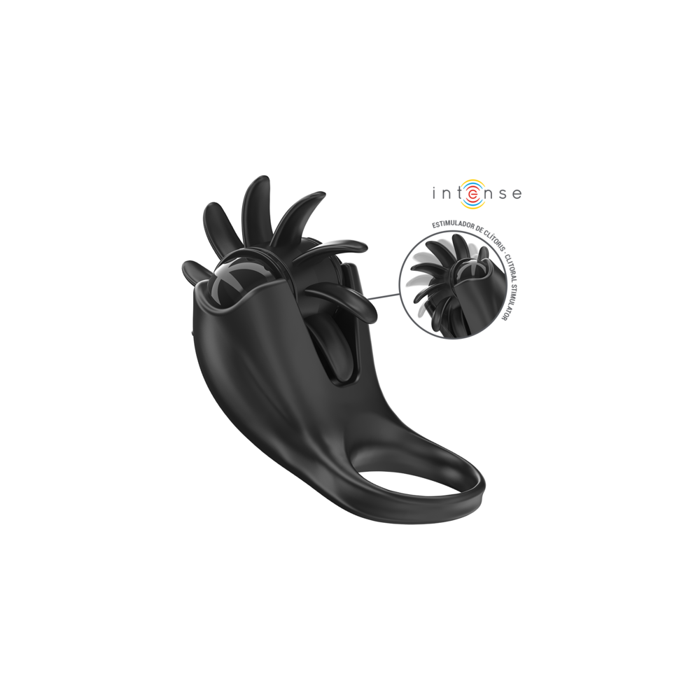 MABEL ANILLO VIBRADOR 10 VIBRACIONES CON ESTIMULADOR DE CLÍTORIS NEGRO