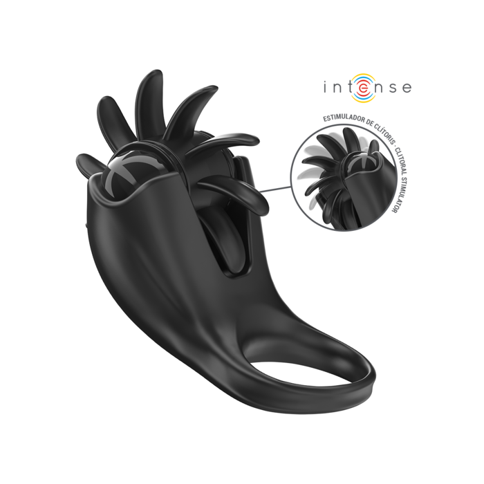 MABEL ANILLO VIBRADOR 10 VIBRACIONES CON ESTIMULADOR DE CLÍTORIS NEGRO