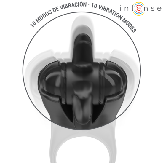 MABEL ANILLO VIBRADOR 10 VIBRACIONES CON ESTIMULADOR DE CLÍTORIS NEGRO