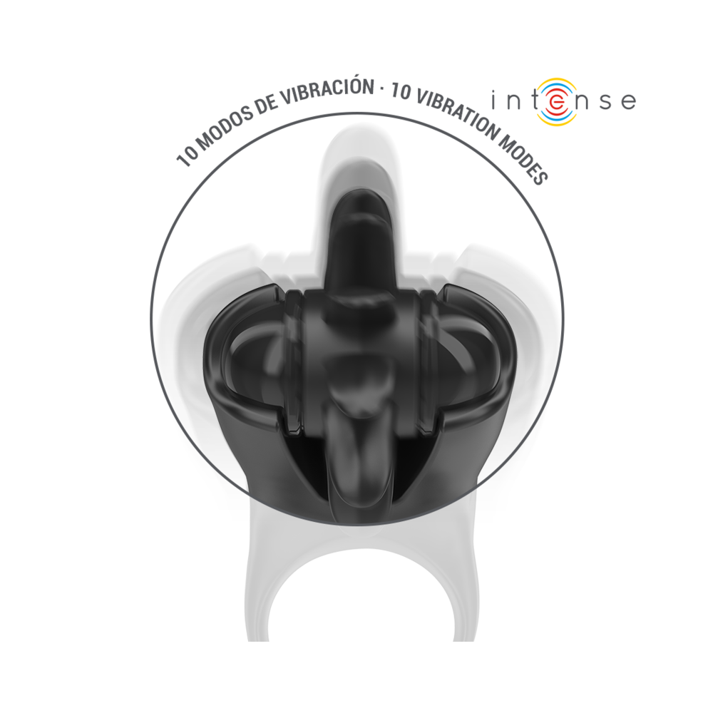 MABEL ANILLO VIBRADOR 10 VIBRACIONES CON ESTIMULADOR DE CLÍTORIS NEGRO
