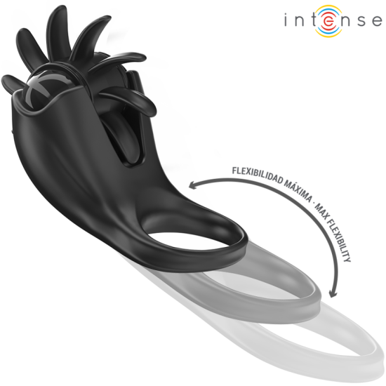 MABEL ANILLO VIBRADOR 10 VIBRACIONES CON ESTIMULADOR DE CLÍTORIS NEGRO