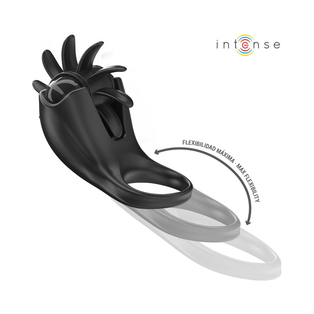 MABEL ANILLO VIBRADOR 10 VIBRACIONES CON ESTIMULADOR DE CLÍTORIS NEGRO