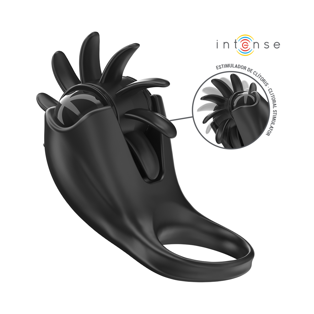 MABEL ANILLO VIBRADOR 10 VIBRACIONES CON ESTIMULADOR DE CLÍTORIS NEGRO