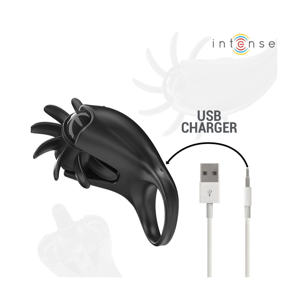 MABEL ANILLO VIBRADOR 10 VIBRACIONES CON ESTIMULADOR DE CLÍTORIS NEGRO