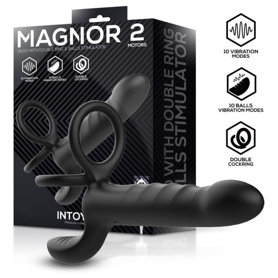 Magnor Dildo con Anillo Doble y Estimulador de Testículos