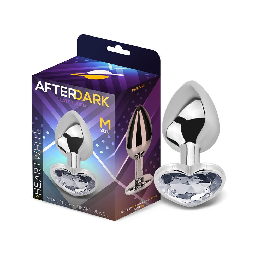 Plug Anal con Joya de Corazón Blanco Talla M