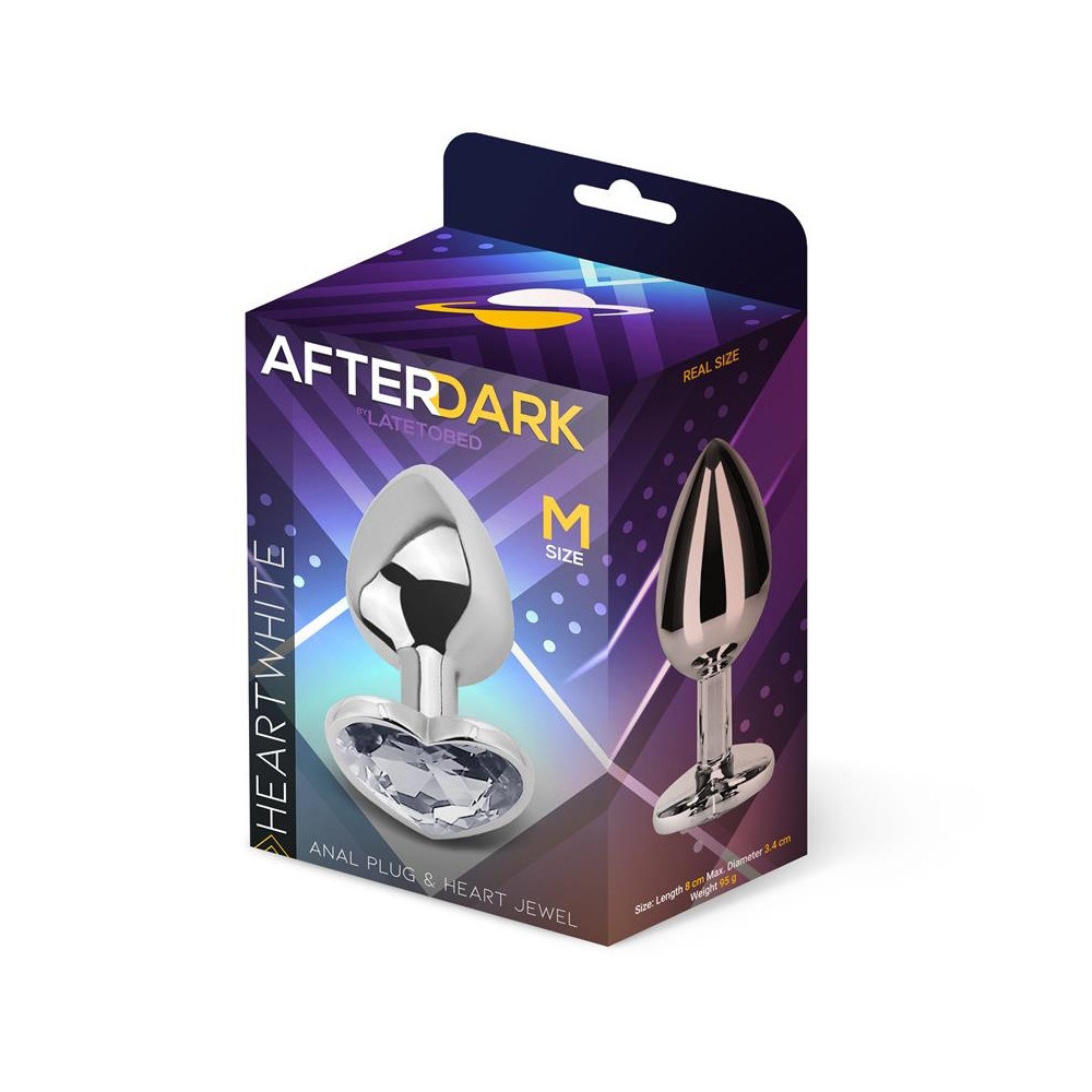 Plug Anal con Joya de Corazón Blanco Talla M