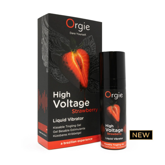 GEL VIBRANTE CON SABOR A FRESA HIGH VOLTAGE 15ML 