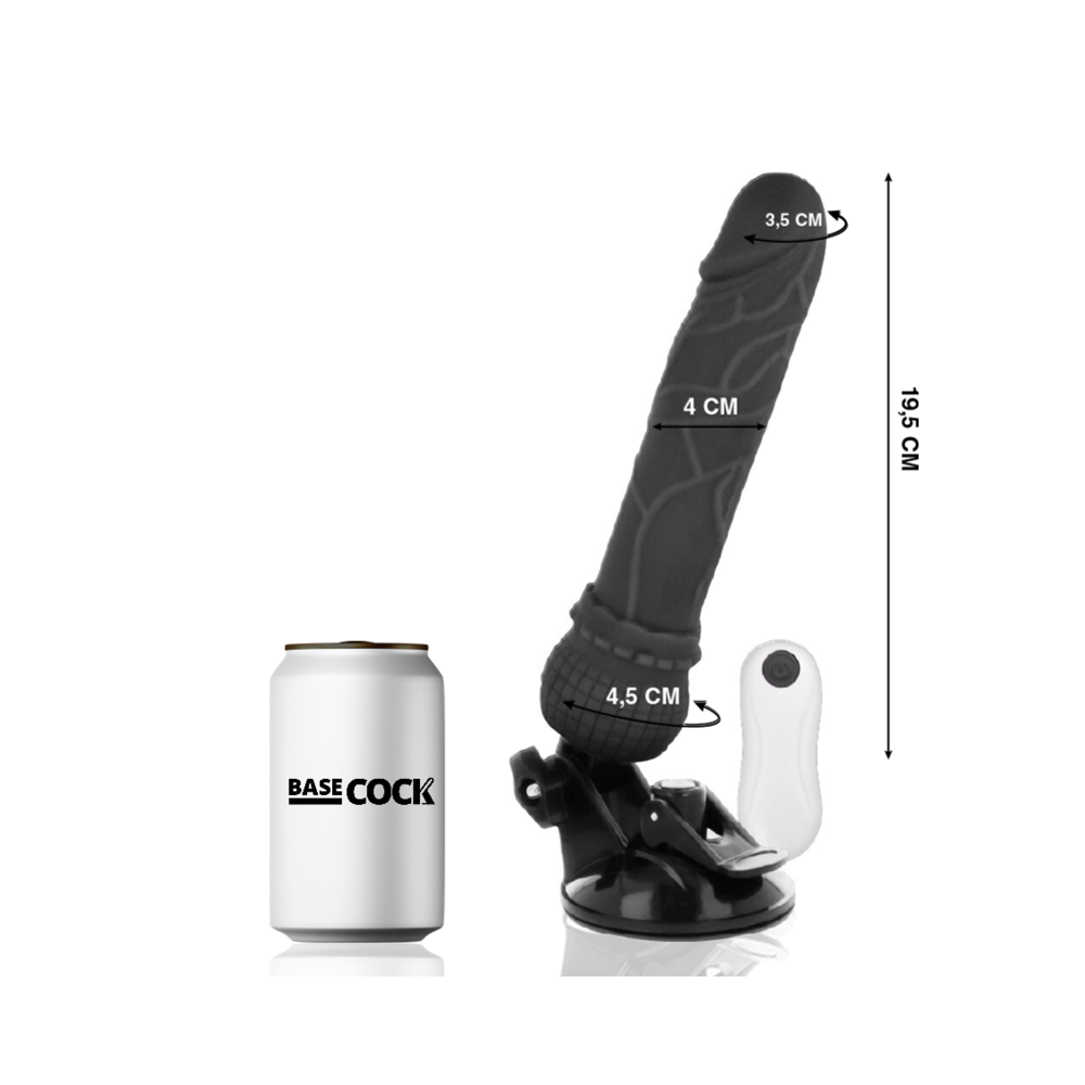 VIBRADOR REALÍSTICO CONTROL REMOTO NEGRO 19.5 CM -O- 4 CM