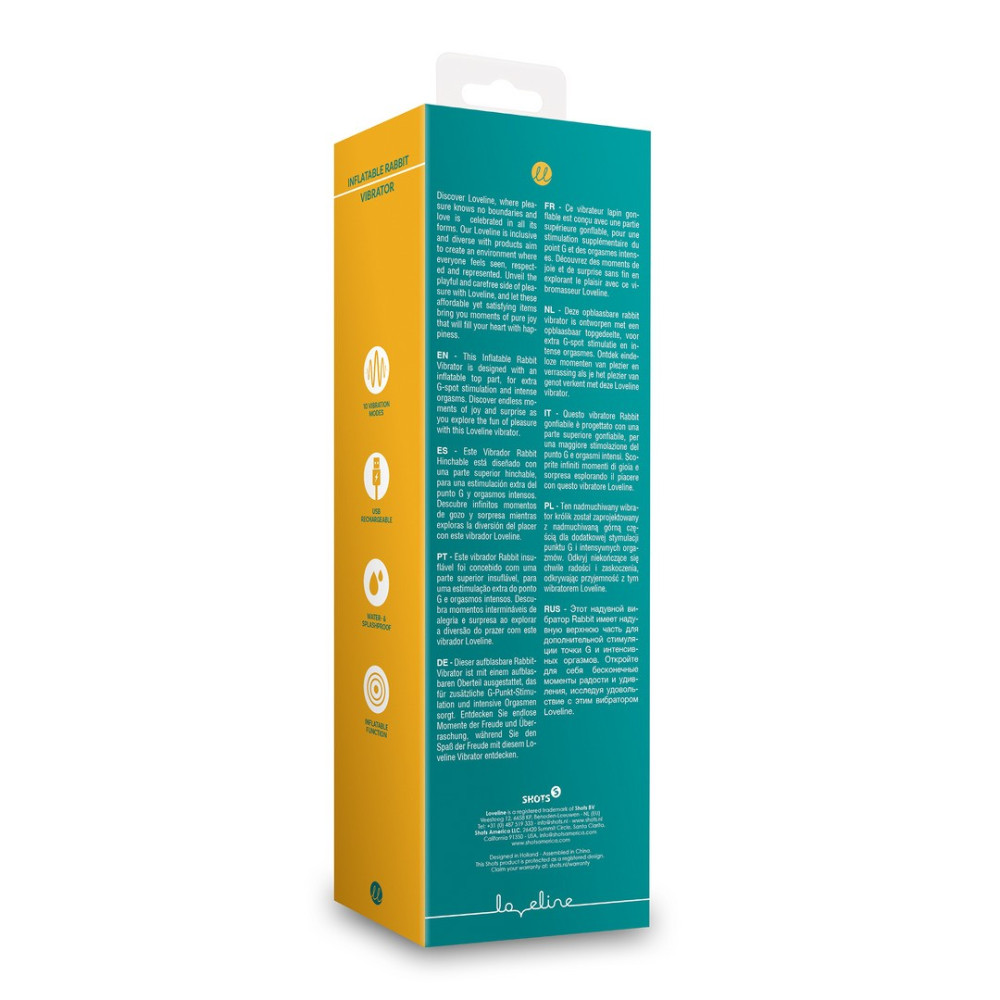 VIBRADOR CONEJO INFLABLE PEACOCK BLUE LOVELINE