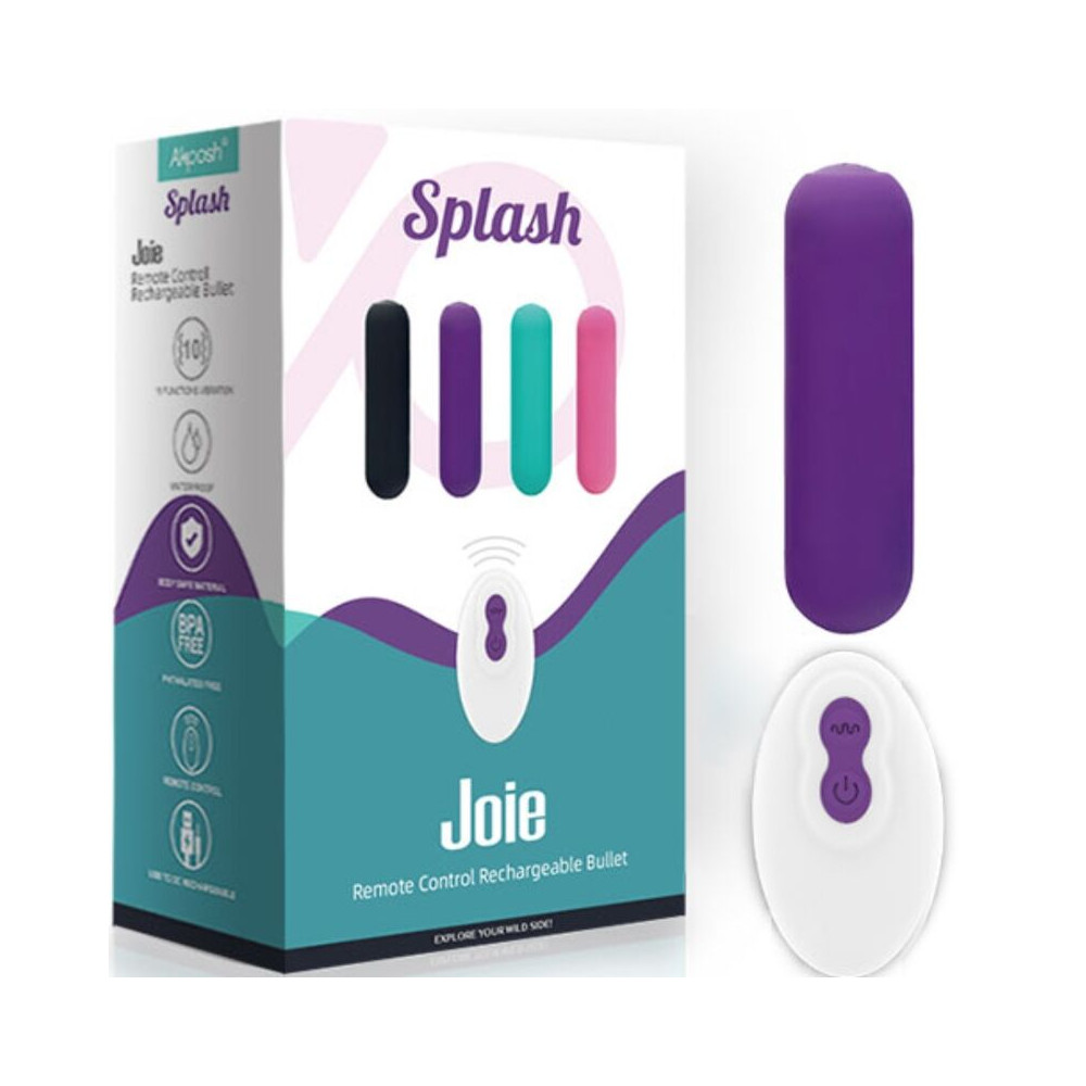SPLASH JOIE BALA VIBRADORA SILICONA CONTROL REMOTO 10 VIBRACIONES 75 X 19 CM MORADO