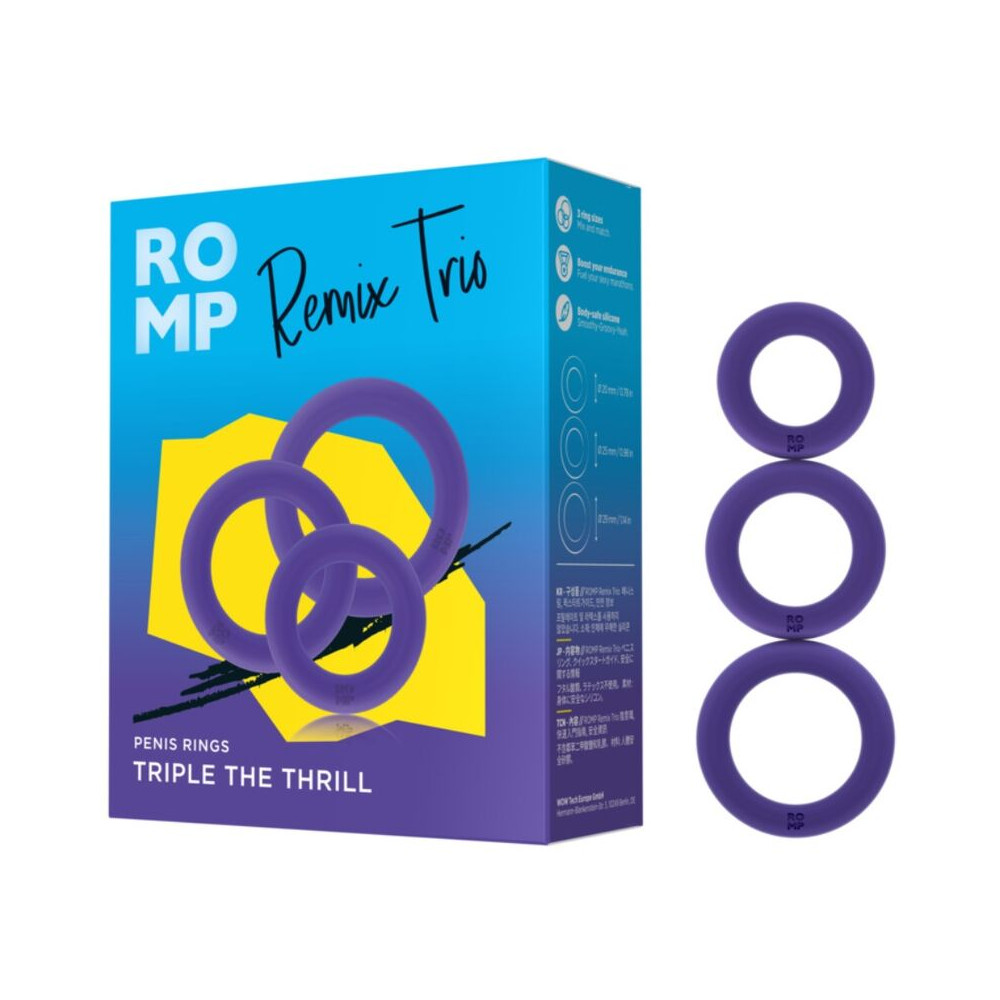 REMIX TRIO SET DE 3 ANILLOS PARA PENE SILICONA MORADO