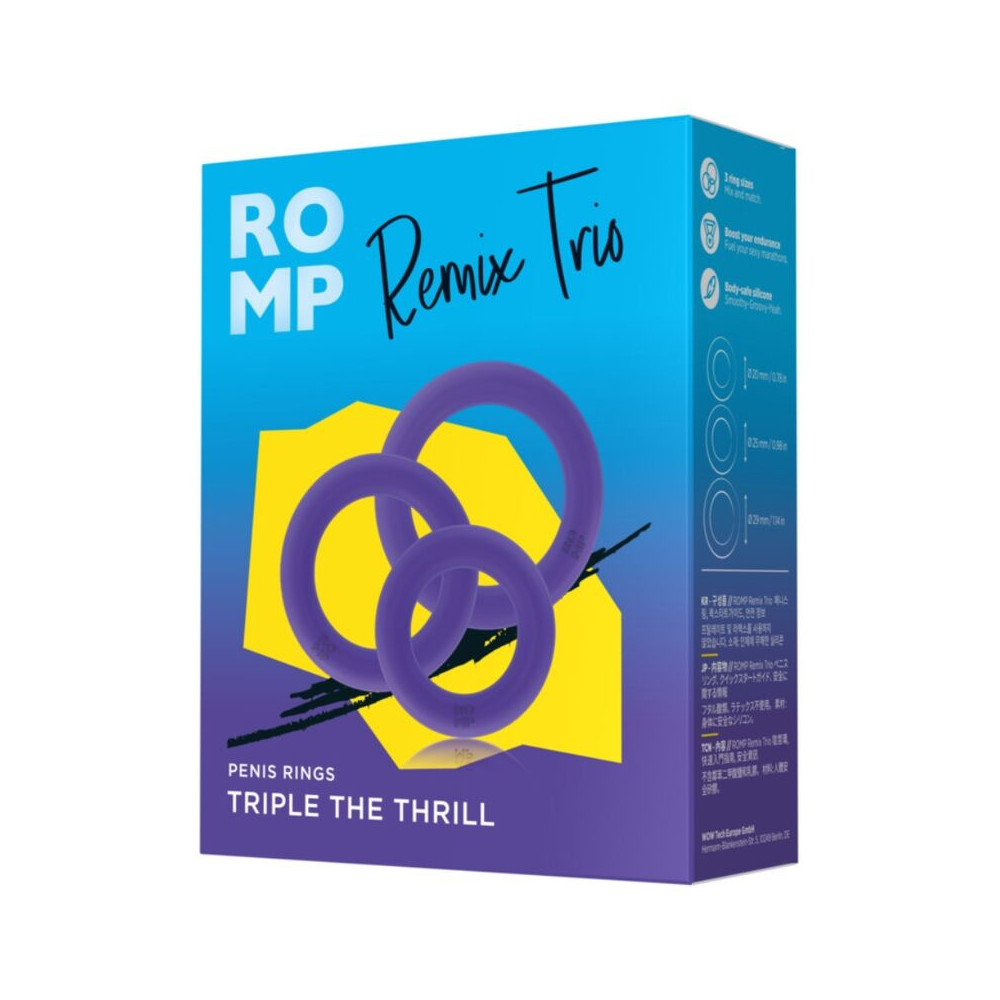 REMIX TRIO SET DE 3 ANILLOS PARA PENE SILICONA MORADO