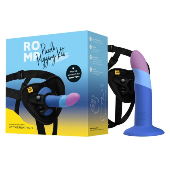 PICCOLO ARNÉS + DILDO SILICONA CON VENTOSA TRICOLOR 14 CM