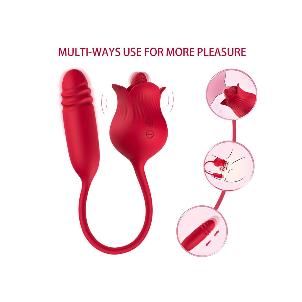 Rosa Vibradora con Licking y Thrusting USB