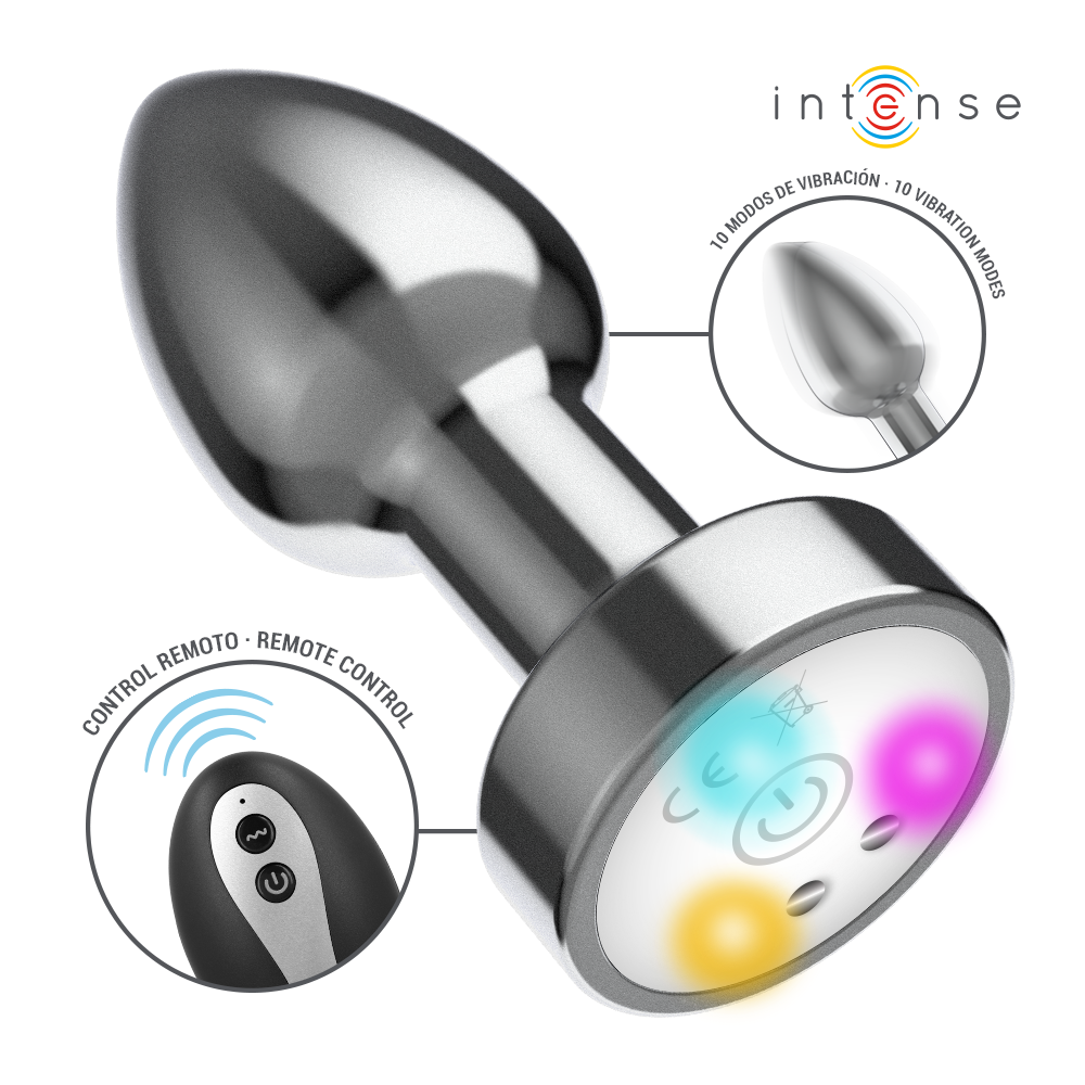 Plug Anal Metal Talla M con Led y Control Remoto