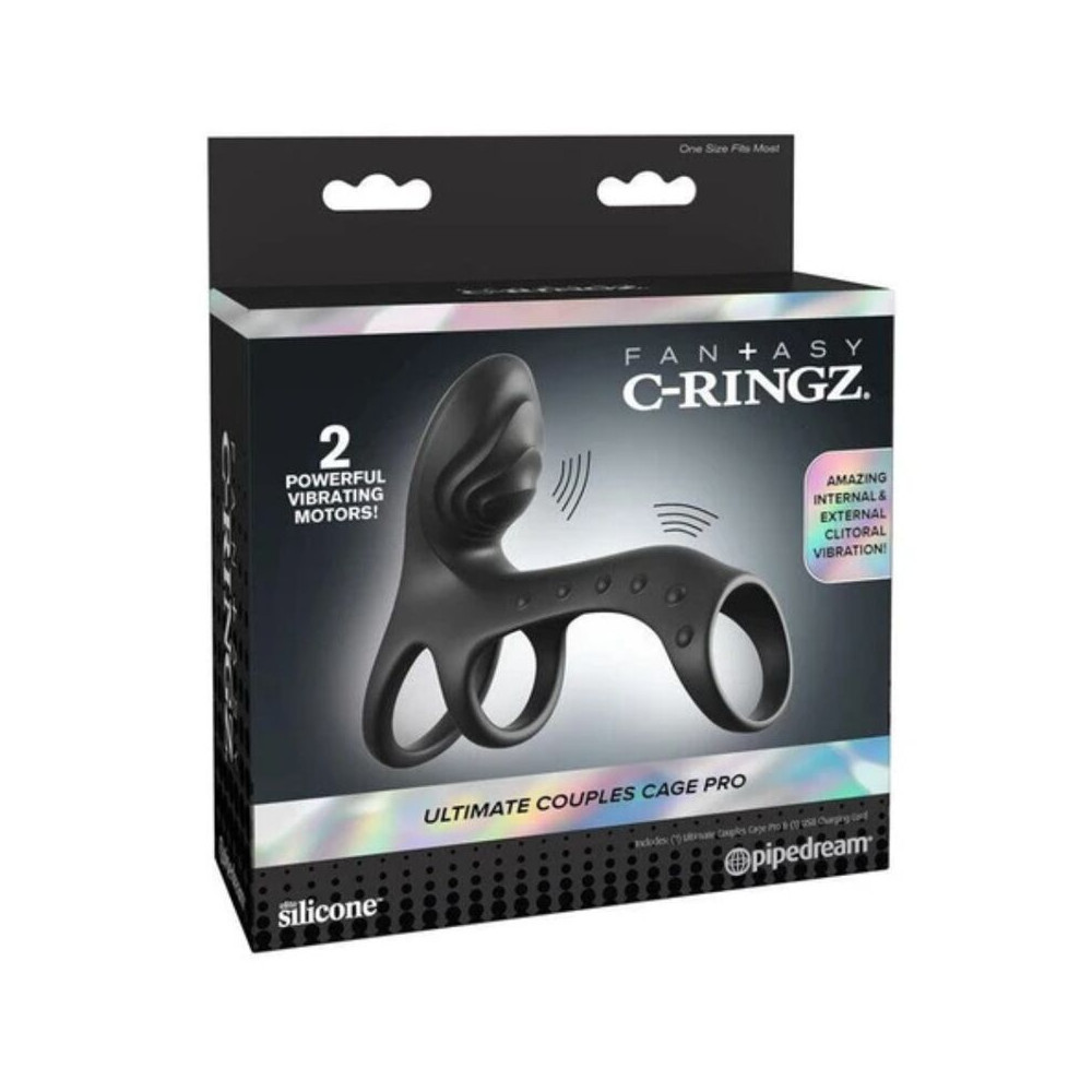 ANILLO VIBRADOR PARA PAREJAS ULTIMATE COUPLES CAGE PRO 19.5 CM