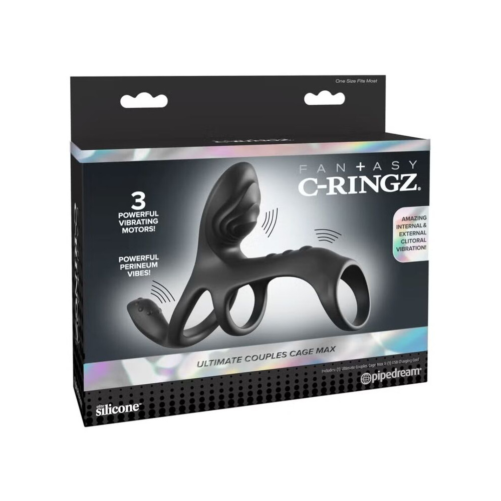 ANILLO VIBRADOR PARA PAREJAS ULTIMATE COUPLES CAGE MAX 19.5 CM