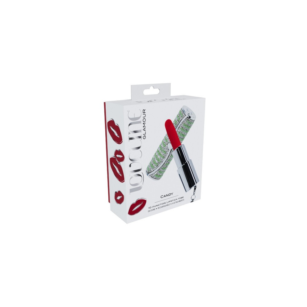 VIBRADOR CON 4 ACCESORIOS CANDY LIPSTICK VERDE LOVELINE