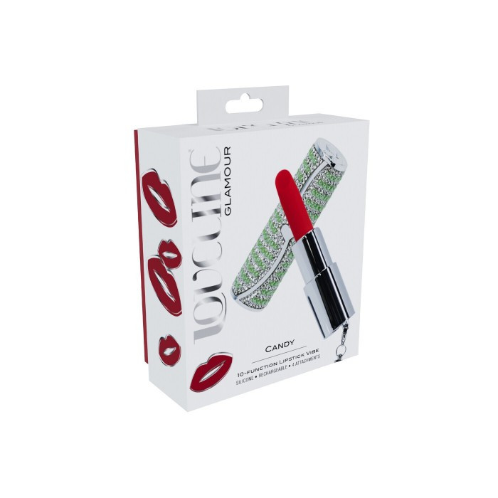 VIBRADOR CON 4 ACCESORIOS CANDY LIPSTICK VERDE LOVELINE