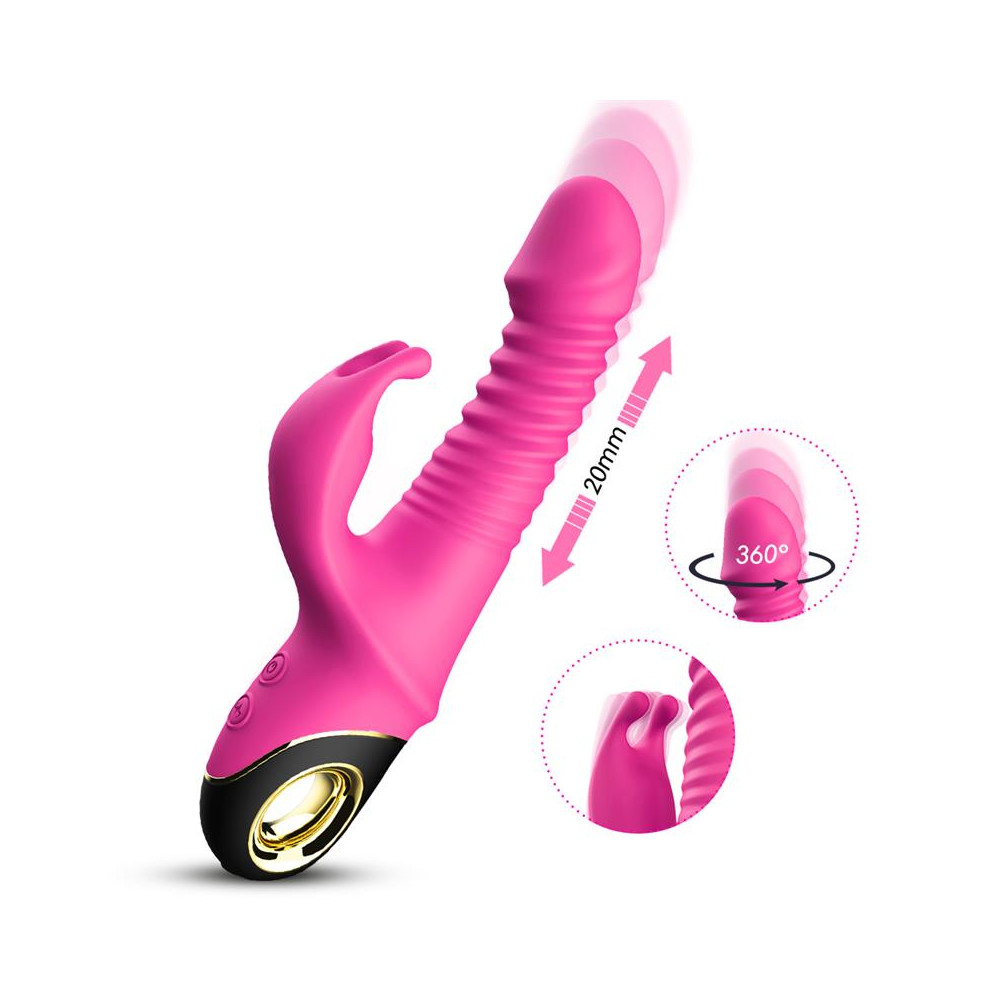 Vibrador con Thrusting y Oscilación 360º Rosa