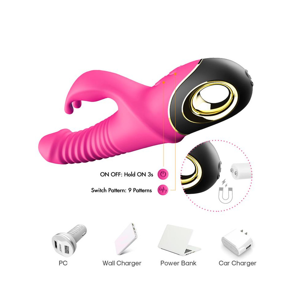 Vibrador con Thrusting y Oscilación 360º Rosa