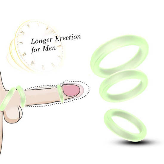 Set 3 Anillos para el Pene Brilla en la Oscuridad