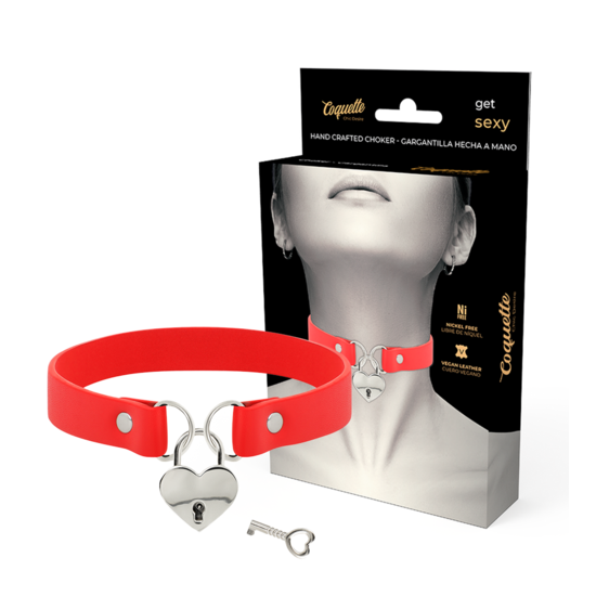 Choker rojo corazón con llave